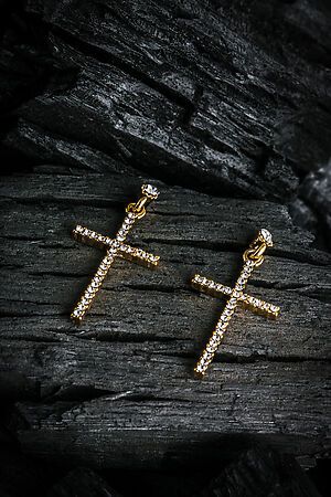 Серьги кресты Тротуары Лондона с камнями Nothing But Love (Желтый) 102654 #755259