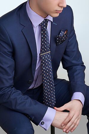 Набор: галстук, платок, запонки, зажим "Власть" Nothing But Love (Темно-синий, оранжевый,) 299906 #771787