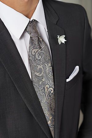 Галстук классический галстук мужской фактурный с принтом в деловом стиле "Элита" SIGNATURE (Мышино-серый, бежевый,) 300153 #782988
