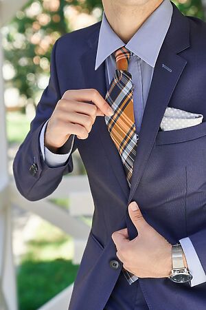 Галстук классический галстук мужской галстук в клетку в деловом стиле "Строго на запад" SIGNATURE #783026