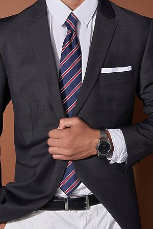 Галстук классический галстук мужской галстук в полоску в деловом стиле... SIGNATURE (Темно-синий, красный, белый,) 300138 #783940