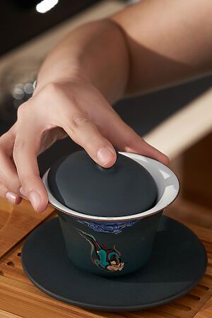 Гайвань 150 мл керамическая с глазурью с рисунком для чая для чайной... Nothing Shop 303110 #783948