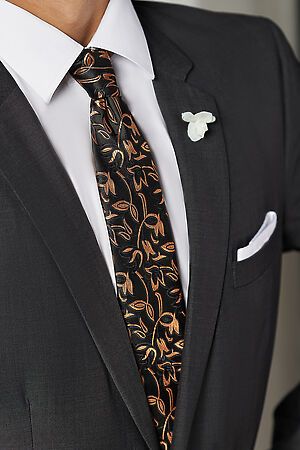 Галстук классический мужской в деловом стиле фактурный с растительным узором "Страсть и власть" SIGNATURE #783956