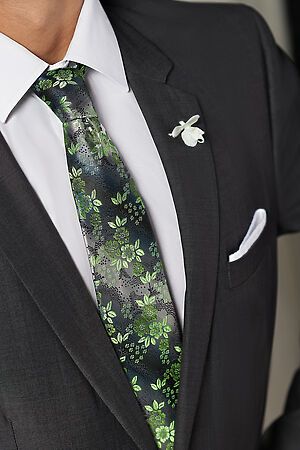 Галстук классический галстук мужской фактурный с принтом в деловом стиле... SIGNATURE (Серый, салатовый, зеленый,) 299596 #784214