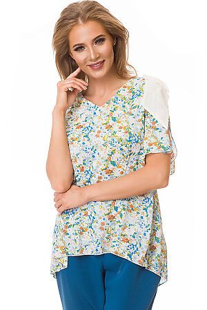 Блуза FIFTYPATES (Бирюзовый/цветы) 4-092 #78477