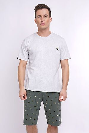 Костюм (футболка+шорты) CLEVER (Меланж св.серый/зелёный) MHP521213/1 #794499