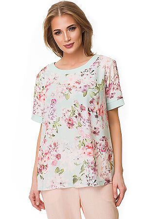 Блузка FIFTYPATES (Ментоловый/цветы) 4-128-1 #80507