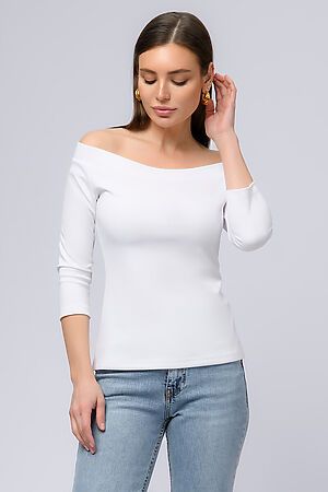 Блуза белого цвета с открытыми плечами и разрезами по бокам 1001 DRESS (Белый) 0102942WH #844817