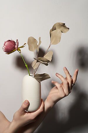 Ваза керамическая ребристая ваза декоративная рельефная ваза для цветов "Муррен" Nothing Shop #853665