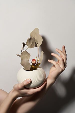 Ваза керамическая ребристая ваза декоративная рельефная ваза для цветов "Ронда" Nothing Shop #853678