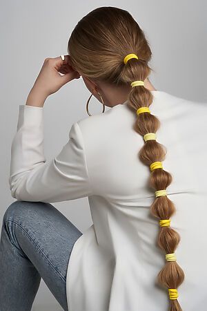 Набор 50 резинок для волос женские цветные резинки для волос в коробке "Мдина" Nothing But Love (Светло-желтый, желтый,) 306779 #855859