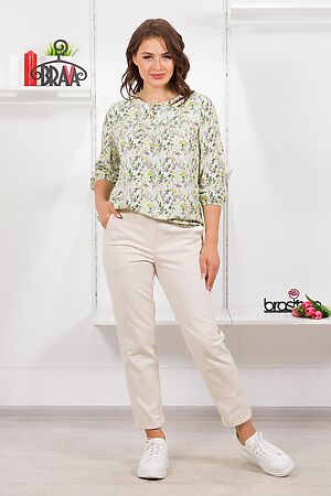 Блуза BRASLAVA (Молочный ярко-зелёный цветы) 4281-4 #859042