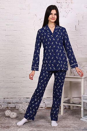 Пижама с брюками арт. ПД-006 НАТАЛИ (Зайцы на самокатах синие) 32207 #875494