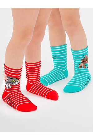 Носки детские трикотажные для мальчиков, 2 пары в комплекте PLAYTODAY (Красный,голубой,белый) 12333010 #884895