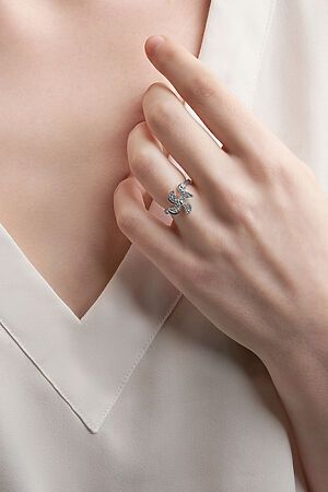 Кольцо женское разомкнутое с декором украшение на палец регулируемое кольцо... MERSADA (Серебристый, белый,) 310786 #902497