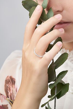 Кольцо женское украшение на палец серебристое изящное тонкое кольцо "Призрачная нить" MERSADA #925617