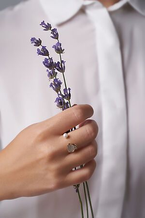 Кольцо женское разомкнутое с эмалью регулируемое кольцо с жемчужной бусиной "Предложение" MERSADA #925627