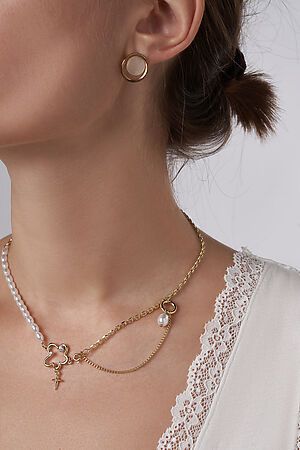 Колье цепочка ожерелье с декоративным жемчугом цепочка с подвеской украшение на шею "Кавалькада" MERSADA #925948