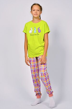 Пижама с брюками 91226 НАТАЛИ (Салатовый/розовая клетка) 43032 #928461