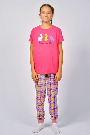 Пижама с брюками 91226 НАТАЛИ (Ярко-розовый/розовая клетка) 43032 #928462