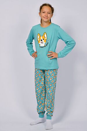 Детская пижама с брюками 91225 НАТАЛИ (Пастельно-бирюзовый корги) 43030 #928467