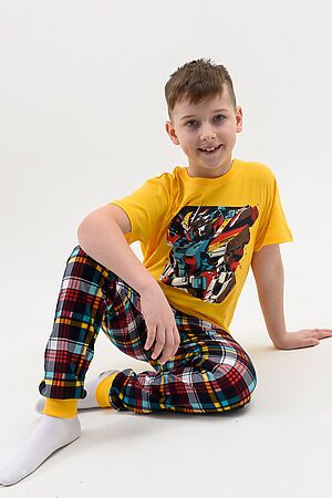 Пижама с брюками Киборг с коротким рукавом НАТАЛИ (Оранжевый) 47418 #978254
