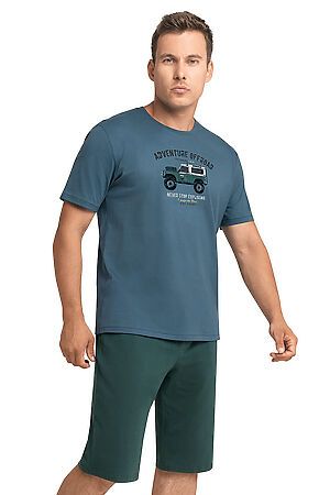 Костюм (шорты+футболка) CLEVER (Т.зелёный/джинсовый) MHP431112/1 #987373