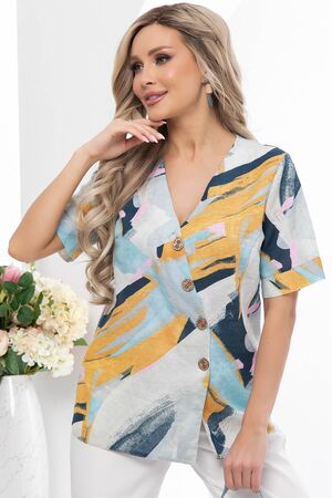 Блуза LADY TAIGA (Абстракция/голубая) Б10114 #990036