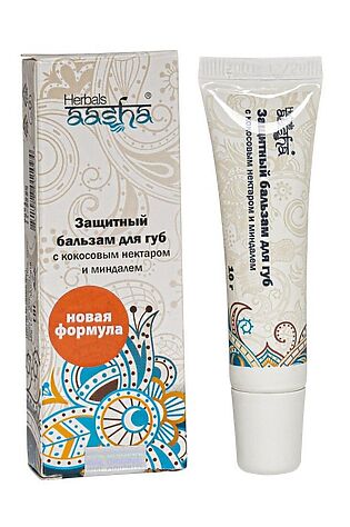 KRISTALLER Aasha Herbals Защитный бальзам для губ с кокосовым нектаром и миндалем #1108125