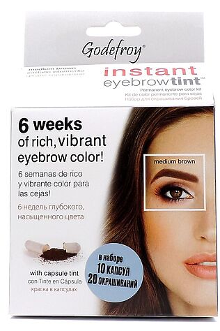 KRISTALLER Godefroy Краска-хна для бровей и ресниц / Eyebrow Tint Medium Brow, коричневый, 10 капсул #1108228