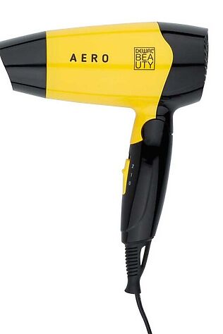 KRISTALLER Dewal Beauty Фен для волос дорожный / Aero Yellow HD1002-Yellow, 1400 Вт, желтый #1108487