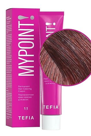 KRISTALLER TEFIA Mypoint 5.4 Перманентная крем-краска для волос / Светлый брюнет медный, 60 мл #1108782
