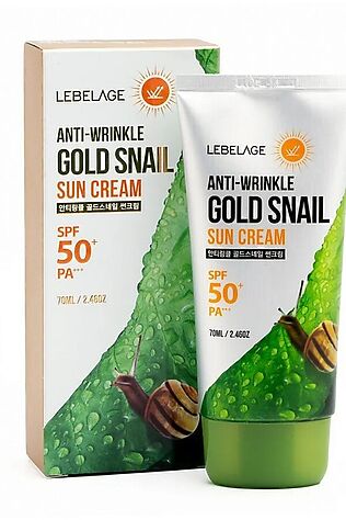 KRISTALLER Lebelage Солнцезащитный крем для лица с муцином улитки / Anti-Wrinkle Gold Snail Sun Cream SPF50+PA+, 70 мл #1109011