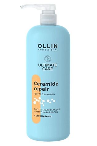 KRISTALLER Ollin Восстанавливающий шампунь для волос с церамидами / Ultimate Care, 1000 мл #1109461