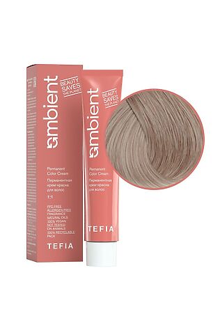 KRISTALLER TEFIA  Ambient 9.01 Перманентная крем-краска для волос / Очень светлый блондин натуральный пепельный, 60 мл #1109668