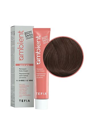 KRISTALLER TEFIA  Ambient 7.810 Перманентная крем-краска для волос / Блондин коричнево-пепельный для седых волос, 60 мл #1109679