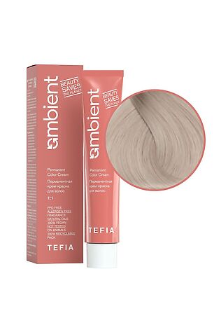 KRISTALLER TEFIA  Ambient 10.1 Перманентная крем-краска для волос / Экстра светлый блондин пепельный, 60 мл #1109682