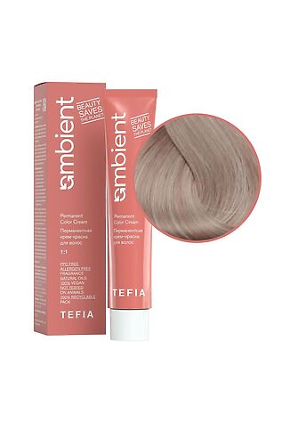 KRISTALLER TEFIA  Ambient 10.16 Перманентная крем-краска для волос / Экстра светлый блондин пепельно-махагоновый, 60 мл #1109683