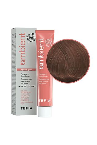 KRISTALLER TEFIA  Ambient 8.810 Перманентная крем-краска для волос / Светлый блондин коричнево-пепельный для седых волос, 60 мл #1109765