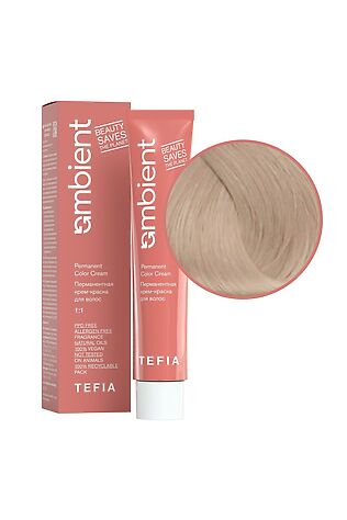 KRISTALLER TEFIA  Ambient 10.13 Перманентная крем-краска для волос / Экстра светлый блондин пепельно-золотистый, 60 мл #1109766