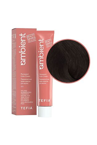 KRISTALLER TEFIA  Ambient 4.0 Перманентная крем-краска для волос / Брюнет натуральный, 60 мл #1109796