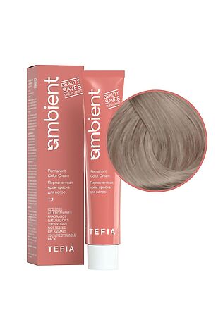 KRISTALLER TEFIA  Ambient 9.18 Перманентная крем-краска для волос / Очень светлый блондин пепельно-коричневый, 60 мл #1109802