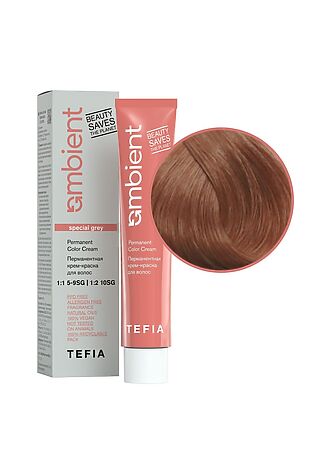 KRISTALLER TEFIA  Ambient 9.360 Перманентная крем-краска для волос / Очень светлый блондин золотисто-махагоновый для седых волос, 60 мл #1109804
