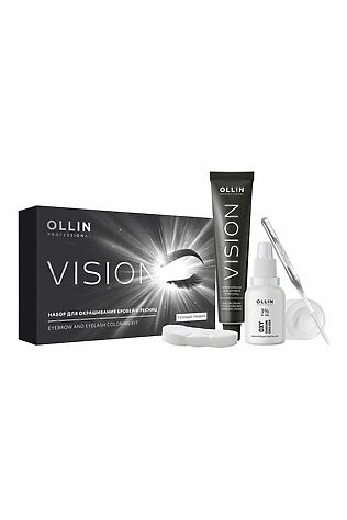 KRISTALLER Ollin Набор для окрашивания бровей и ресниц / Vision, темный графит #1109883