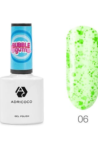 KRISTALLER ADRICOCO Гель-лак для ногтей с цветной неоновой слюдой / Bubble Gum №06, бодрящий лайм, 8 мл #1109924