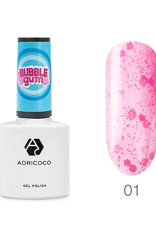 KRISTALLER ADRICOCO Гель-лак для ногтей с цветной неоновой слюдой / Bubble Gum №01, малиновый джем, 8 мл #1109925