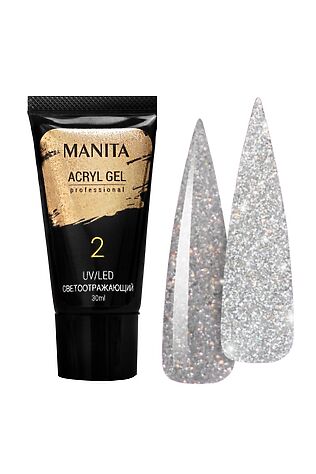 KRISTALLER Manita Professional Акриловый гель для ногтей светоотражающий №02, 30 мл #1110026