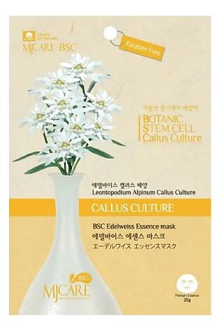 KRISTALLER MIJIN Маска тканевая с экстрактом эдельвейса / MJ Care BSC Edelweiss Essence Mask, 25 г #1110064