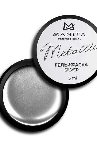 KRISTALLER Manita Professional Гель-краска для ногтей с липким слоем / Metallic Silver, 5 мл #1110482