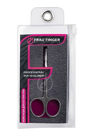 KRISTALLER Frau Finger Ножницы маникюрные для кутикулы изогнутые / Professional FSP-131SLIMDP, матовые, ручная заточка, 10 см #1110646